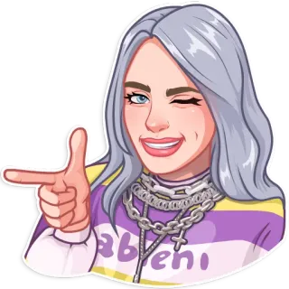 😉 58d81480 Billie Eilish Laberi นักร้อง, คนดัง, ป๊อป, เพลง, Billie Eilish, ตัวละคร telegram sticker