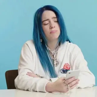☹️ 22a21a54 Billie Eilish penyanyi, musisi, selebriti, Billie Eilish, bintang pop telegram sticker