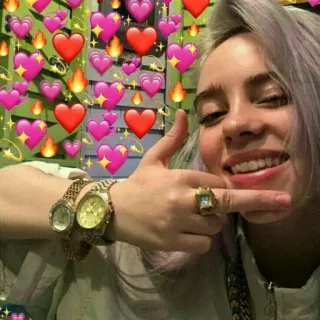 🖕 34af4d6c Billie Eilish Billie Eilish, penyanyi, hati, cinta, api telegram sticker