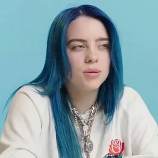 🤨 5c61b055 Billie Eilish penyanyi, musisi, rambut biru, selebriti telegram sticker