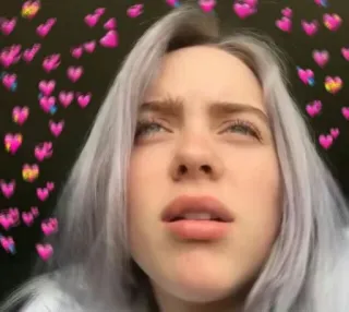 🤨 73fd2efc Billie Eilish Billie Eilish, penyanyi, hati, bintang pop telegram sticker