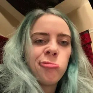 😒 9cfbf9c2 Billie Eilish penyanyi, musisi, selebriti, pop, Billie Eilish, muka lucu, meme telegram sticker