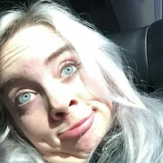 😳 d883dba9 Billie Eilish Billie Eilish, penyanyi, selebriti, potret, wajah telegram sticker