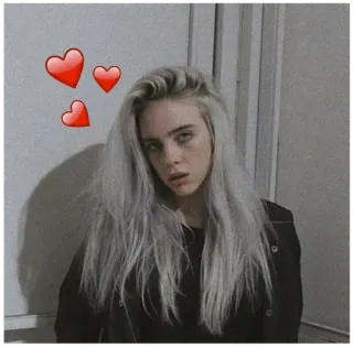 😍 1a9a6063 Billie Eilish 빌리 아일리시, 가수, 팝스타, 음악, 하트, 유명인 telegram sticker
