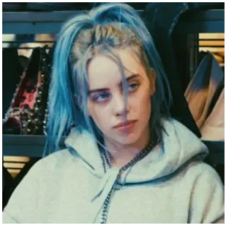 🧐 24ceef13 Billie Eilish 가수, 유명인, 음악, 팝스타, 파란 머리, 음악가 telegram sticker