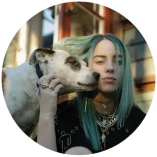 ☺️ 65f781af Billie Eilish 빌리 아일리시, 가수, 개, 애완동물, 유명인, 음악, 팝 telegram sticker