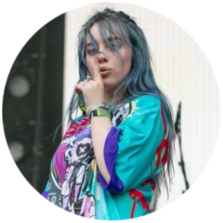🤫 7c139af6 Billie Eilish 빌리 아일리시, 가수, 음악가, 팝, 유명인, 파란 머리 telegram sticker