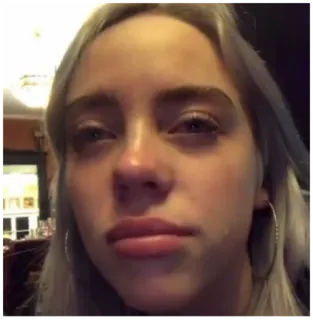 😢 96339caf Billie Eilish 유명인, 가수, 슬픈, 우는, 감정적인 telegram sticker