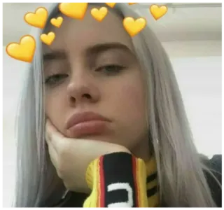 💛 c25e183e Billie Eilish 빌리 아일리시, 가수, 유명인, 팝스타, 하트 telegram sticker