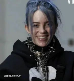 😄 1ee977ce Billie Eilish billie_eilish_ir Billie Eilish, singer, musician, celebrity, pop star, blue hair telegram sticker