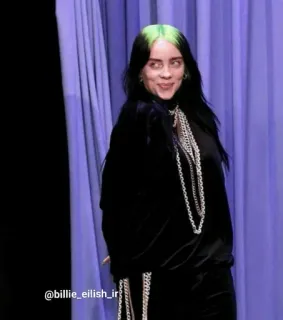 😌 b9f4f275 Billie Eilish @billie_eilish_ir singer, celebrity, music, Billie Eilish, pop star, musician, green hair telegram sticker