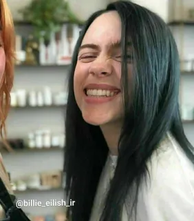 😁 f69a1ab3 Billie Eilish @billie_eilish_ir Billie Eilish, singer, celebrity, musician, portrait, pop star telegram sticker