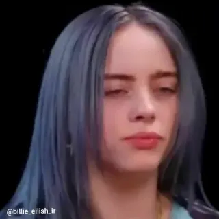 😒 fcaaa94a Billie Eilish @billie_eilish_ir singer, pop star, blue hair, celebrity telegram sticker