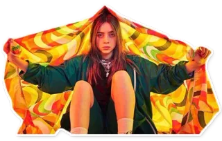 ⛺️ 029390b9 Billie Eilish 빌리 아일리시, 가수, 팝스타, 유명인, 음악, 담요 whatsapp sticker
