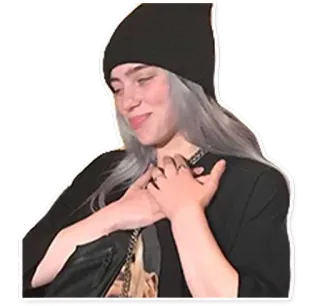 🤗 2069f533 Billie Eilish 빌리 아일리시, 가수, 유명인, 여자, 모자, 팝스타 whatsapp sticker