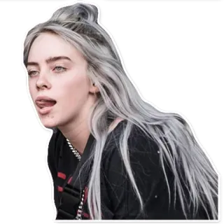🐱 4cd222cf Billie Eilish 가수, 유명인, 팝스타, 여자, 회색 머리 whatsapp sticker