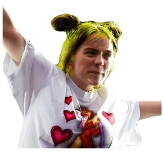 🚁 52bd1d4c Billie Eilish 빌리 아일리시, 가수, 유명인, 팝스타, 하트, 초록 머리 whatsapp sticker