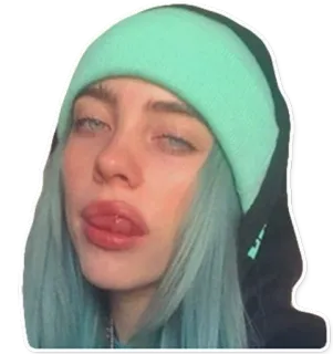 😛 6c517318 Billie Eilish 빌리 아일리시, 가수, 음악가, 유명인, 팝스타, 초록 머리 whatsapp sticker