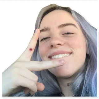 ✌️ 99d7d309 Billie Eilish 빌리 아일리시, 가수, 유명인, 음악, 팝, 평화 기호 whatsapp sticker