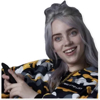 😃 9bb4b1db Billie Eilish NEW FTR LON 빌리 아일리시, 가수, 유명인, 팝스타, 음악, 음악가 whatsapp sticker