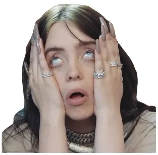 🙄 a2158fea Billie Eilish 빌리 아일리시, 가수, 눈 굴리기, 웃긴, 팝 스타, 유명인 whatsapp sticker