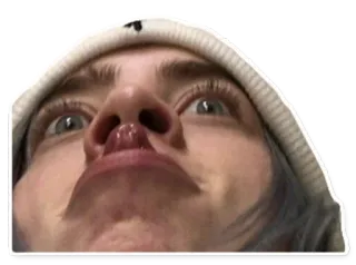 😋 b7c06152 빌리 아일리시, 웃긴 얼굴, 바보, 가수, 연예인 whatsapp sticker