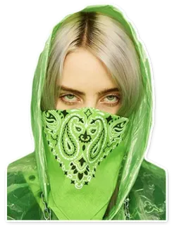 🐲 bc6f522f Billie Eilish 빌리 아일리시, 가수, 팝스타, 음악, 후드티, 반다나, 유명인 whatsapp sticker