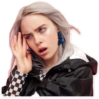 😨 ca812fbb Billie Eilish 빌리 아일리시, 가수, 셀럽, 팝스타, 음악가, 인물 사진, 사람 whatsapp sticker
