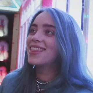 💧 2466c1fc Billie Eilish 빌리 아일리시, 가수, 음악가, 파란 머리, 유명인 telegram sticker