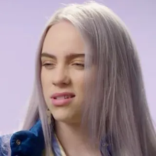 💧 bb6308d8 Billie Eilish 사람, 여자, 가수, 유명인, 얼굴, 표정 telegram sticker