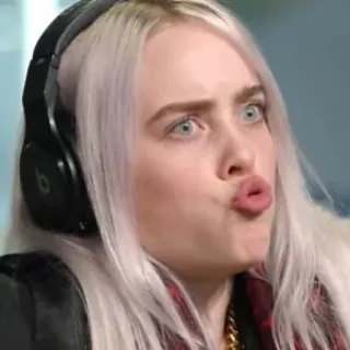 💧 e37bf03b Billie Eilish 빌리 아일리시, 가수, 음악가, 헤드폰, 유명인, 팝스타 telegram sticker