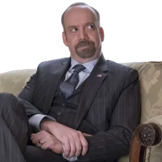 🧐 f0b56b01 Chuck Rhoades Billions man, zittend, pak, acteur, tv serie, Billions telegram sticker