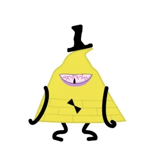 😓 0bace243 Bill Cipher Gravity Falls bill cipher, gravity falls, dreieck, gelb, cartoon, animiert telegram sticker