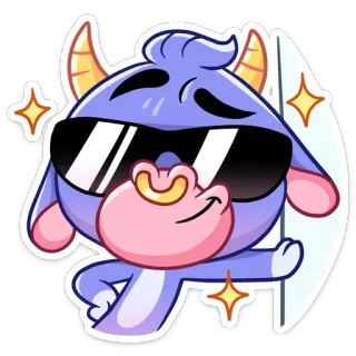 😎 a7b4460b ヤギ, 漫画, 動物, サングラス, 面白い, かわいい, ステッカー, キャラクター telegram sticker
