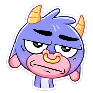 😐 79c85c60 dessin animé, monstre, chèvre, violet, animal, autocollant telegram sticker