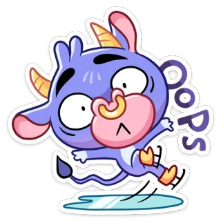 😅 b79d454d Oops oups, dessin animé, personnage, animal, glissade, drôle telegram sticker