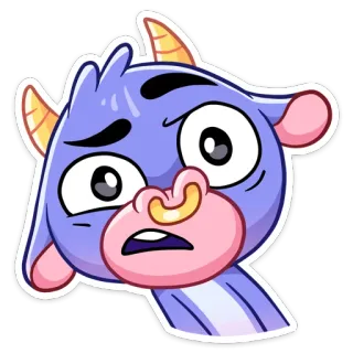 😳 e88606f7 chèvre, dessin animé, animal, autocollant, violet, créature, drôle telegram sticker