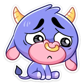 😫 f866b4ae Dessin animé, Animal, Triste, Mignon, Violet, Kawaii telegram sticker