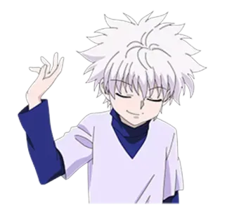 😌 44449896 Killua Zoldyck Hunter x Hunter 奇犽, 猎人x猎人, 动漫, 卡通, 贴纸, 角色, 白发 telegram sticker