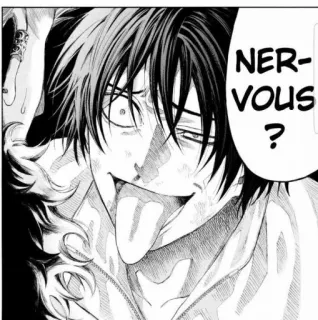 🚩 98b2828a NERVOUS? 动漫, 漫画, 紧张, 表情, 舌头, 角色 telegram sticker