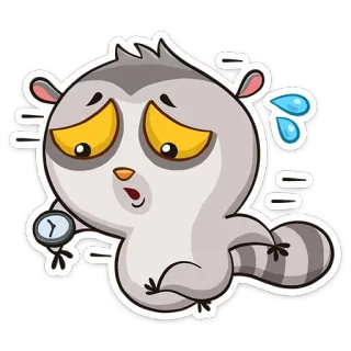 ⏰ ade6cffe การ์ตูน, สัตว์, เวลา, กังวล, รอ, นาฬิกา telegram sticker