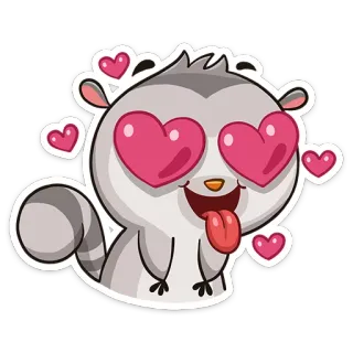 😍 e99ed4ea ลีเมอร์, ความรัก, หัวใจ, สัตว์, การ์ตูน, สติกเกอร์, น่ารัก, ตา telegram sticker