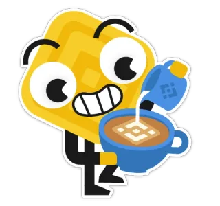 ☕️ 51c1d9f8 gofre, desayuno, café, Binance, cripto, dibujos animados whatsapp sticker