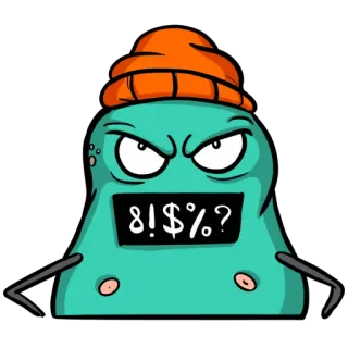 🤬 5f6a73e6 !$%? 怪物, 卡通, 冒犯, 脏话, 生气, 无檐帽, 搞笑 telegram sticker