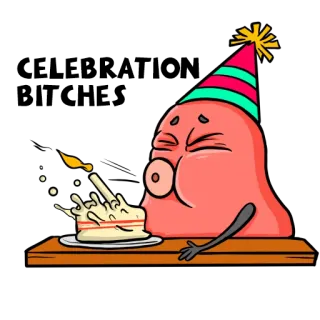 🎂 91b6e09c Patrick Star SpongeBob SquarePants 派大星, 生日, 蛋糕, 海绵宝宝, 卡通, 海星, 派对帽, 生日蛋糕 telegram sticker