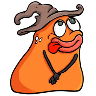 😋 bef675a9 卡通, 怪物, 巫师帽, 斑点, 傻气, 异想天开 telegram sticker