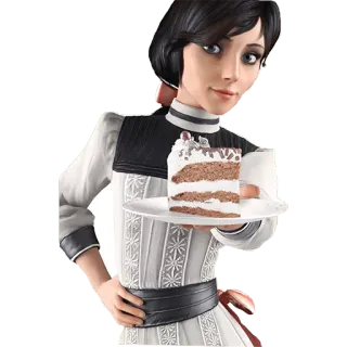🍰 47d06338 Elizabeth BioShock Infinite Elizabeth, BioShock Infinite, gâteau, jeu vidéo, personnage, souriant, dessert telegram sticker