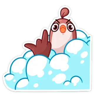 🖕 4c94e01b uccello, dito medio, maleducato, offensivo, nuvola, cartone animato telegram sticker