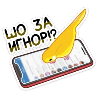 😡 c2f0ba83 ЩО ЗА ИГНОР!? pájaro, loro, teléfono, ignorar, pegatina telegram sticker