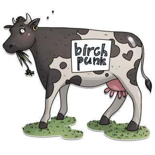 🐮 18a4ed04 birch punk cow, punk, birch, animal, sticker, farm animal, cute whatsapp sticker